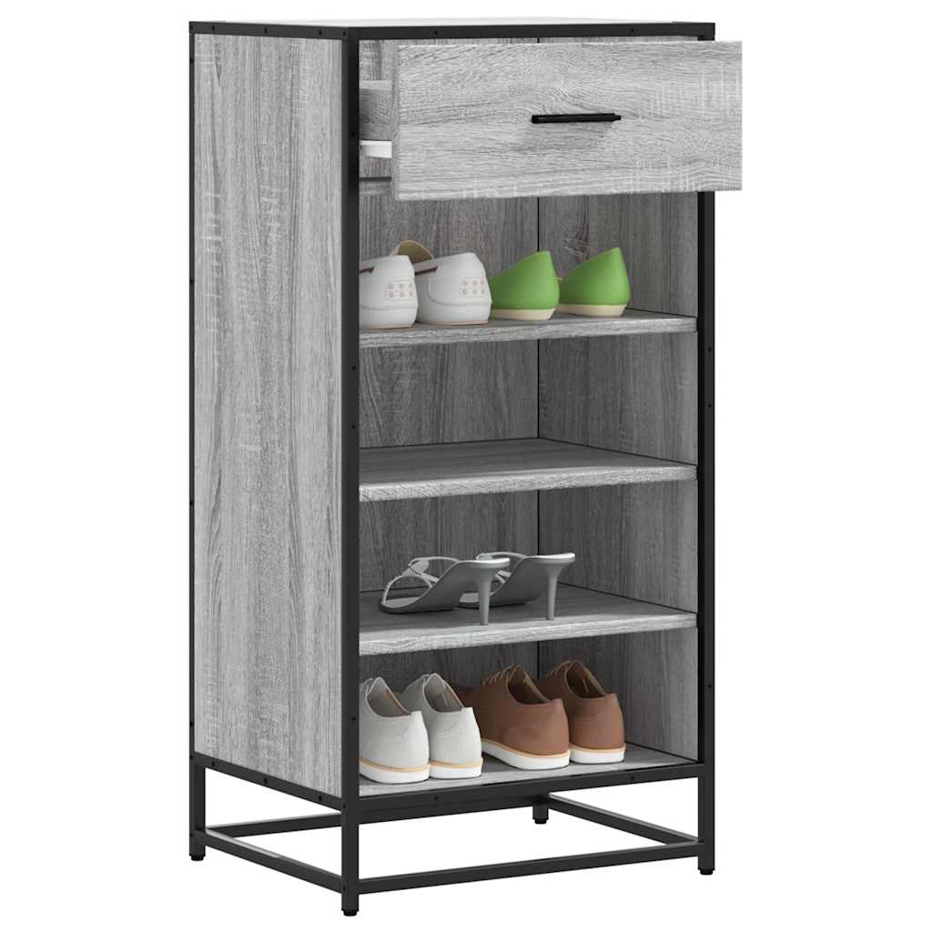 Schoenenrek 48x38x97,5 cm bewerkt hout grijs sonoma eikenkleur is nu te koop bij PeponiXL, paradijselijk wonen!