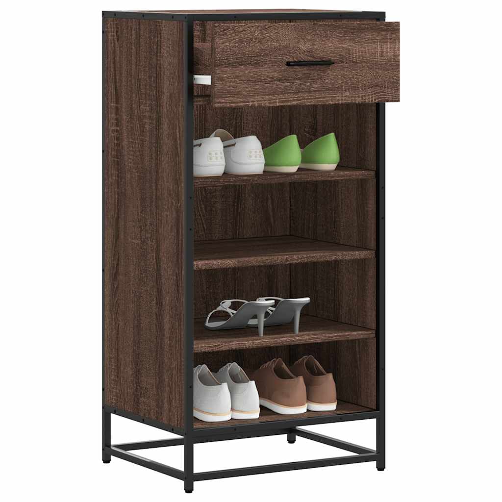 Schoenenrek 48x38x97,5 cm bewerkt hout bruin eikenkleurig is nu te koop bij PeponiXL, paradijselijk wonen!
