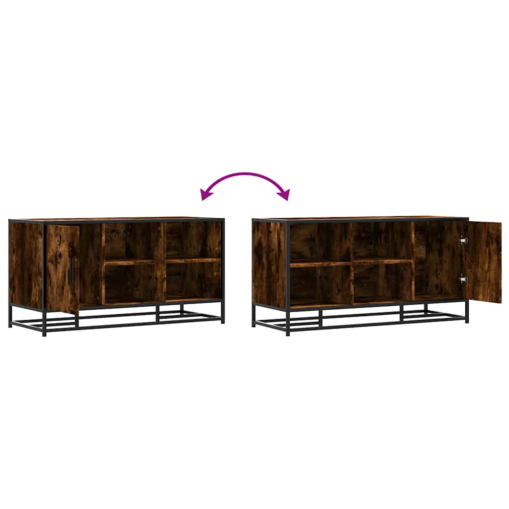 Schoenenbank 100x40x53,5cm bewerkt hout en metaal gerookt eiken is nu te koop bij PeponiXL, paradijselijk wonen!