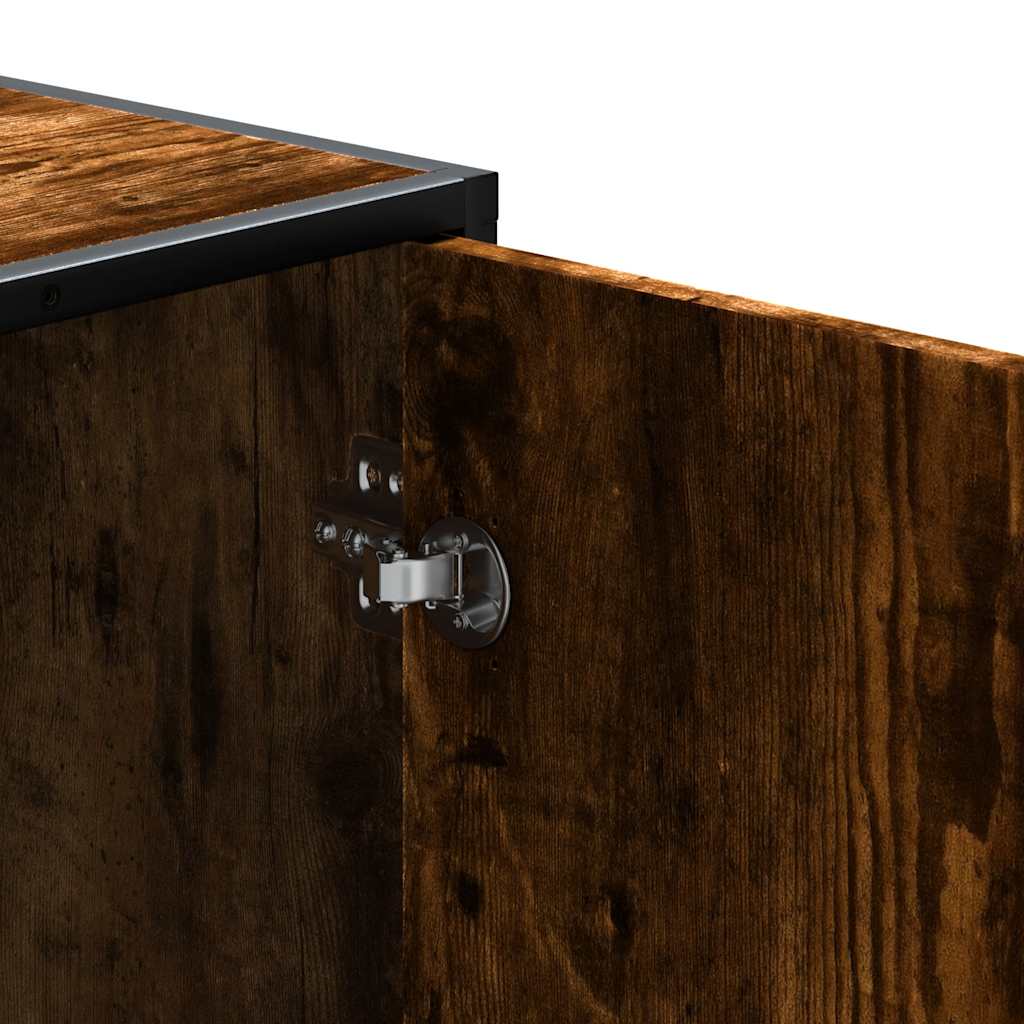 Schoenenbank 100x40x53,5cm bewerkt hout en metaal gerookt eiken is nu te koop bij PeponiXL, paradijselijk wonen!