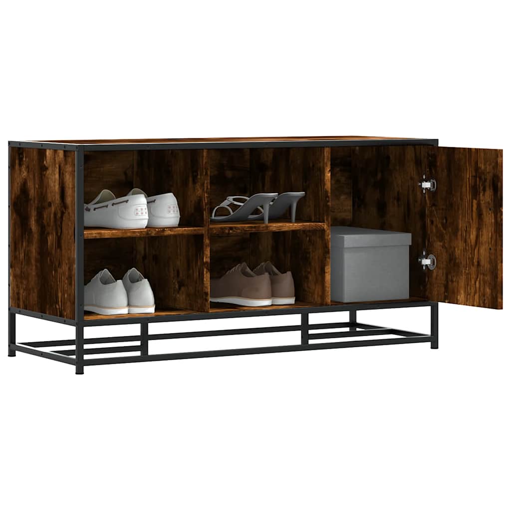 Schoenenbank 100x40x53,5cm bewerkt hout en metaal gerookt eiken is nu te koop bij PeponiXL, paradijselijk wonen!