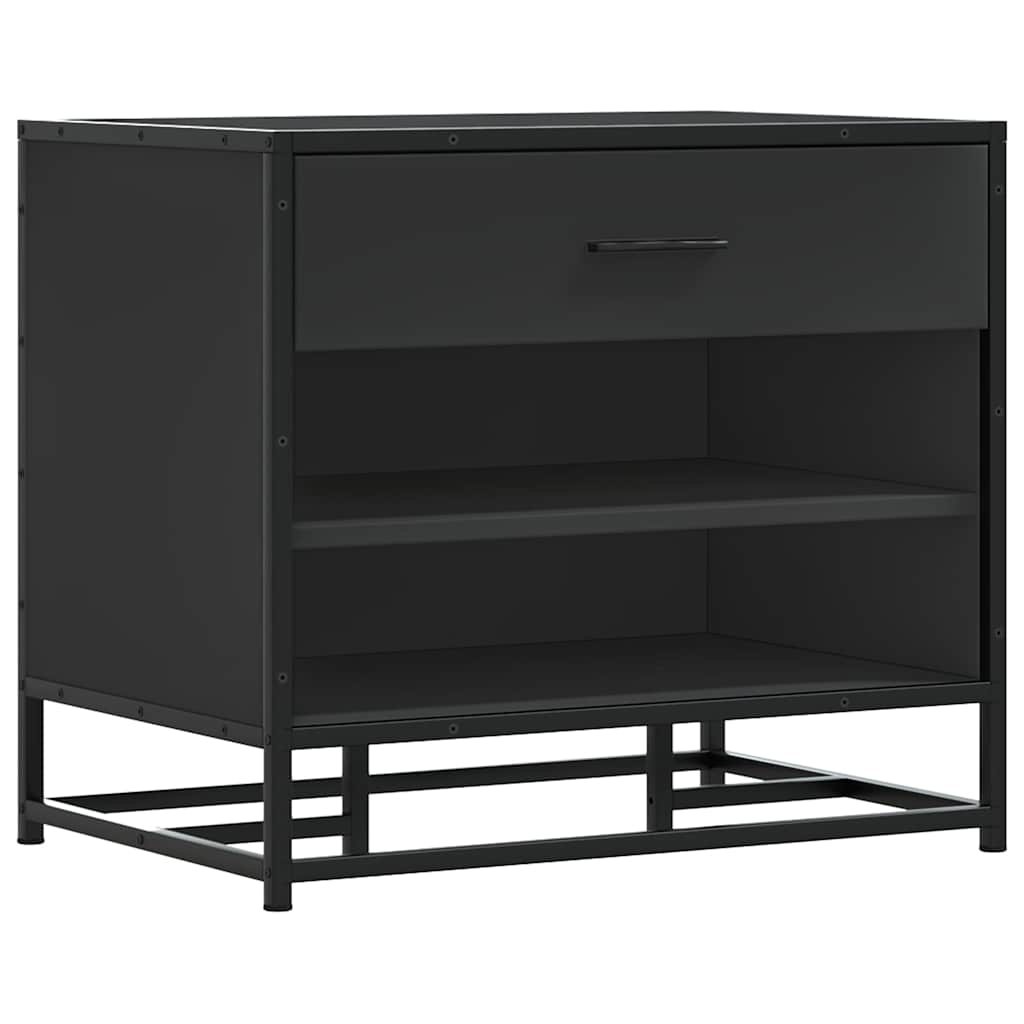Schoenenbank 60x40x53,5 cm bewerkt hout en metaal zwart is nu te koop bij PeponiXL, paradijselijk wonen!