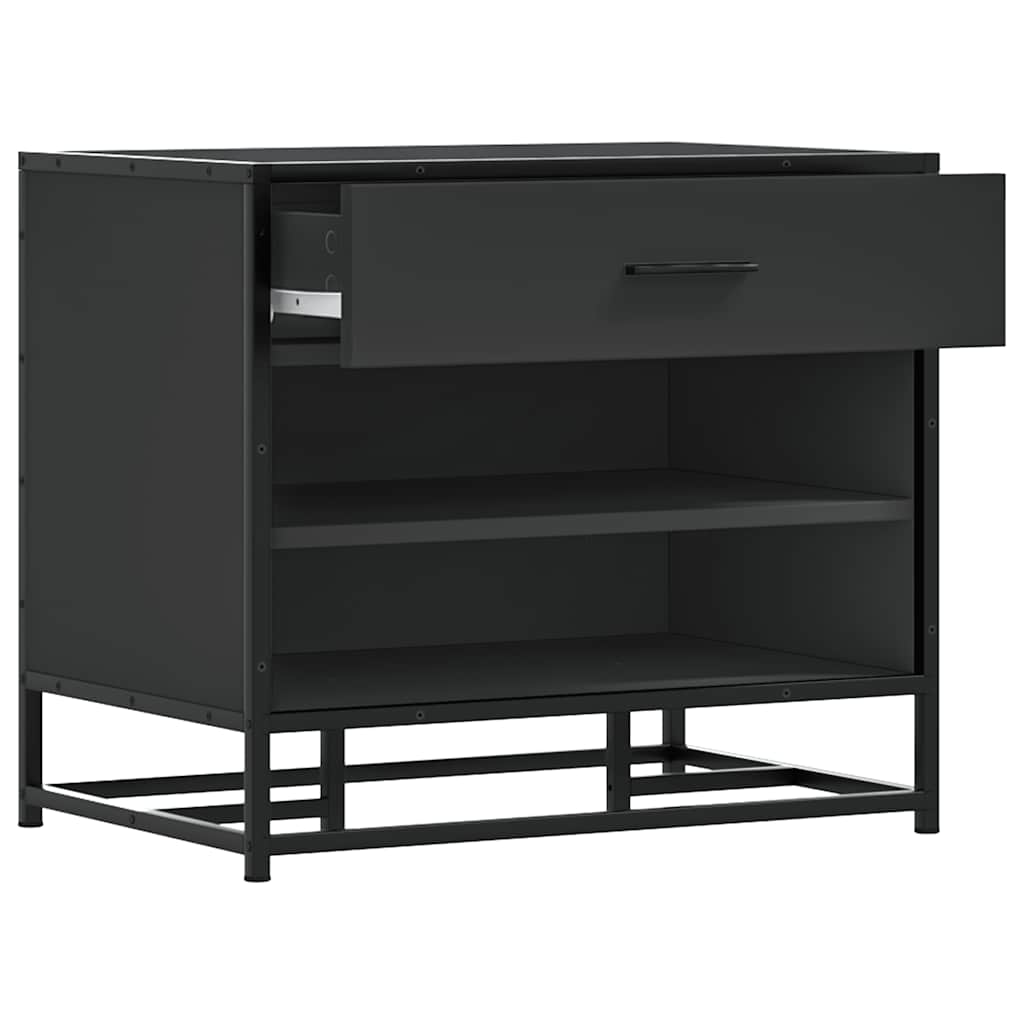 Schoenenbank 60x40x53,5 cm bewerkt hout en metaal zwart is nu te koop bij PeponiXL, paradijselijk wonen!