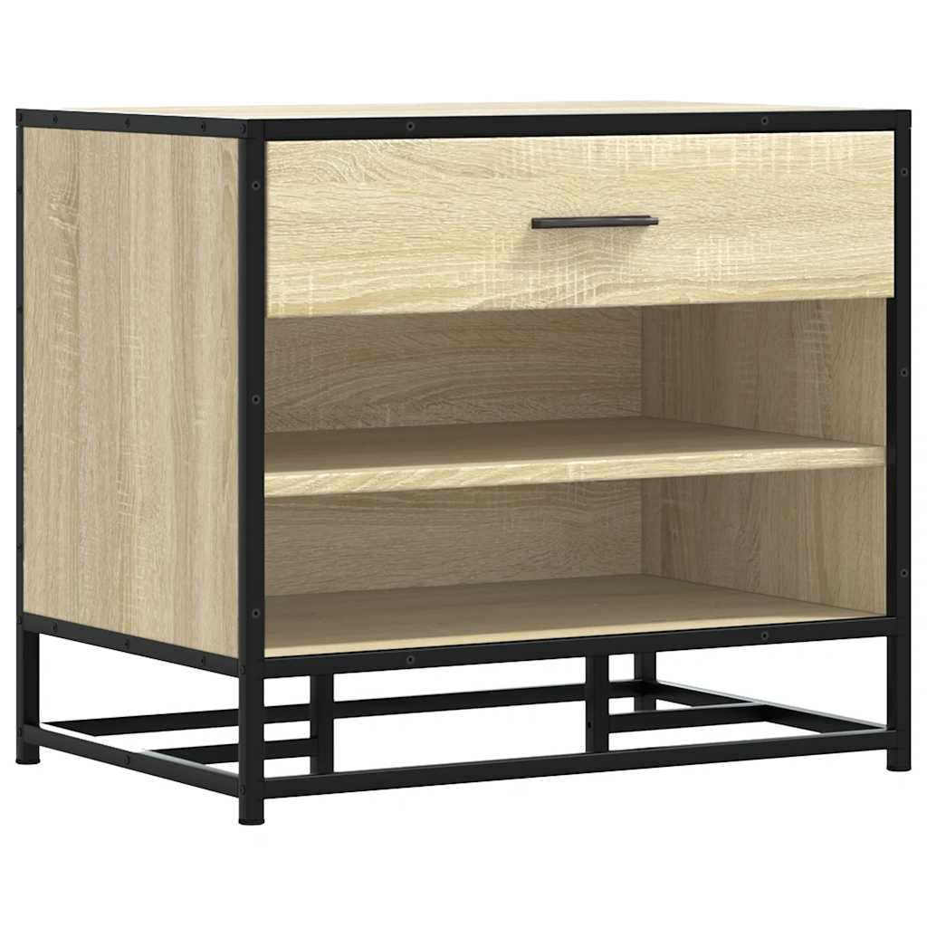 Schoenenbank 60x40x53,5 cm bewerkt hout en metaal sonoma eiken is nu te koop bij PeponiXL, paradijselijk wonen!