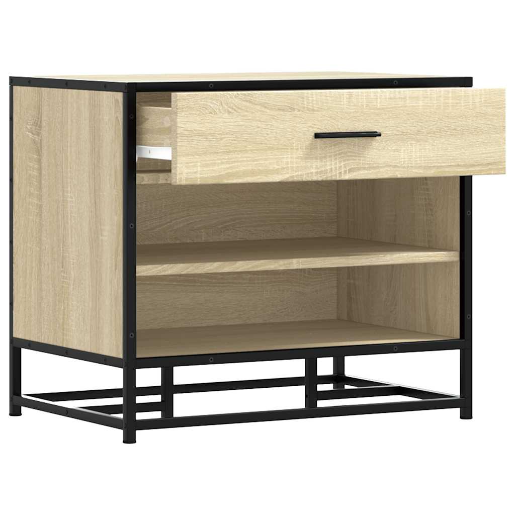 Schoenenbank 60x40x53,5 cm bewerkt hout en metaal sonoma eiken is nu te koop bij PeponiXL, paradijselijk wonen!