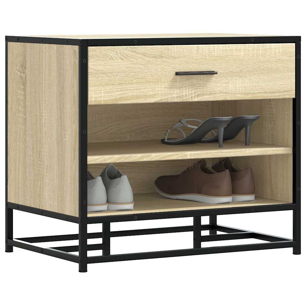 Schoenenbank 60x40x53,5 cm bewerkt hout en metaal sonoma eiken is nu te koop bij PeponiXL, paradijselijk wonen!