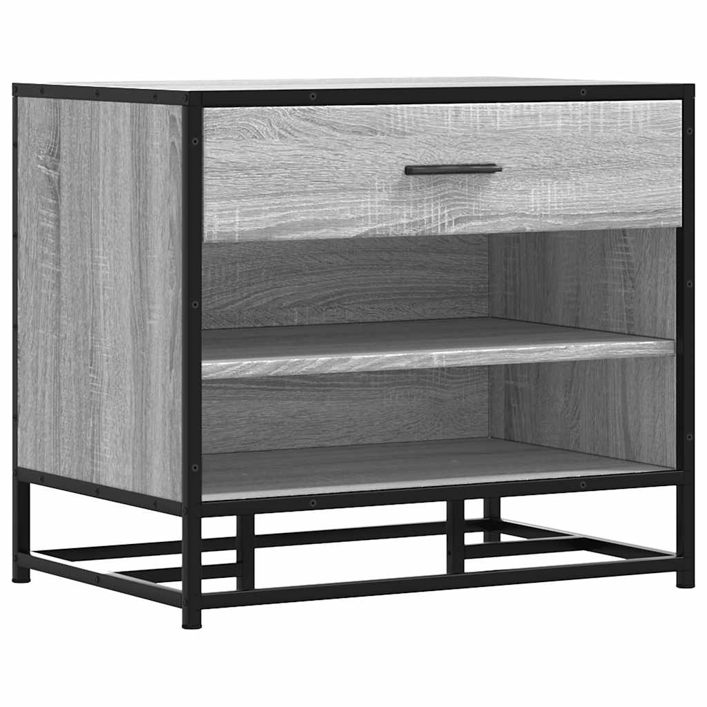 Schoenenbank 60x40x53,5 cm bewerkt hout en metaal grijs sonoma is nu te koop bij PeponiXL, paradijselijk wonen!