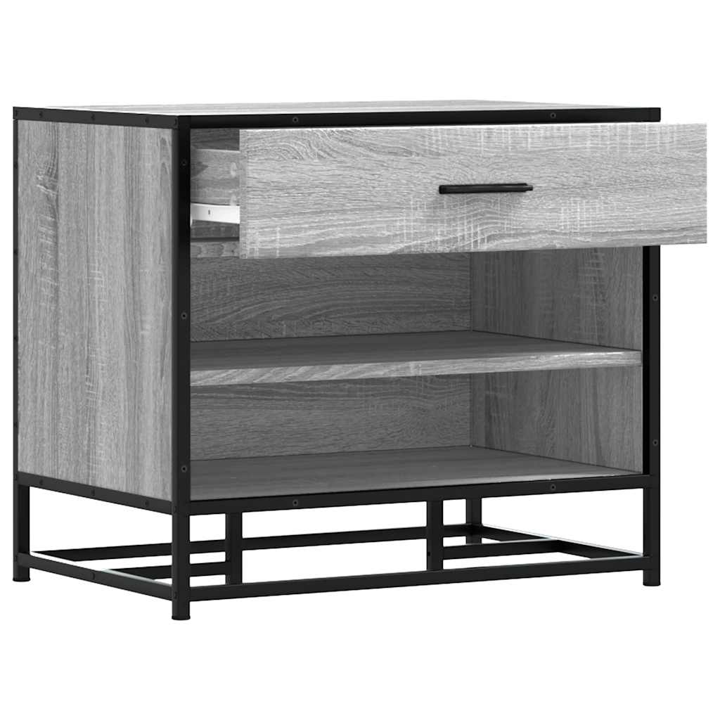 Schoenenbank 60x40x53,5 cm bewerkt hout en metaal grijs sonoma is nu te koop bij PeponiXL, paradijselijk wonen!