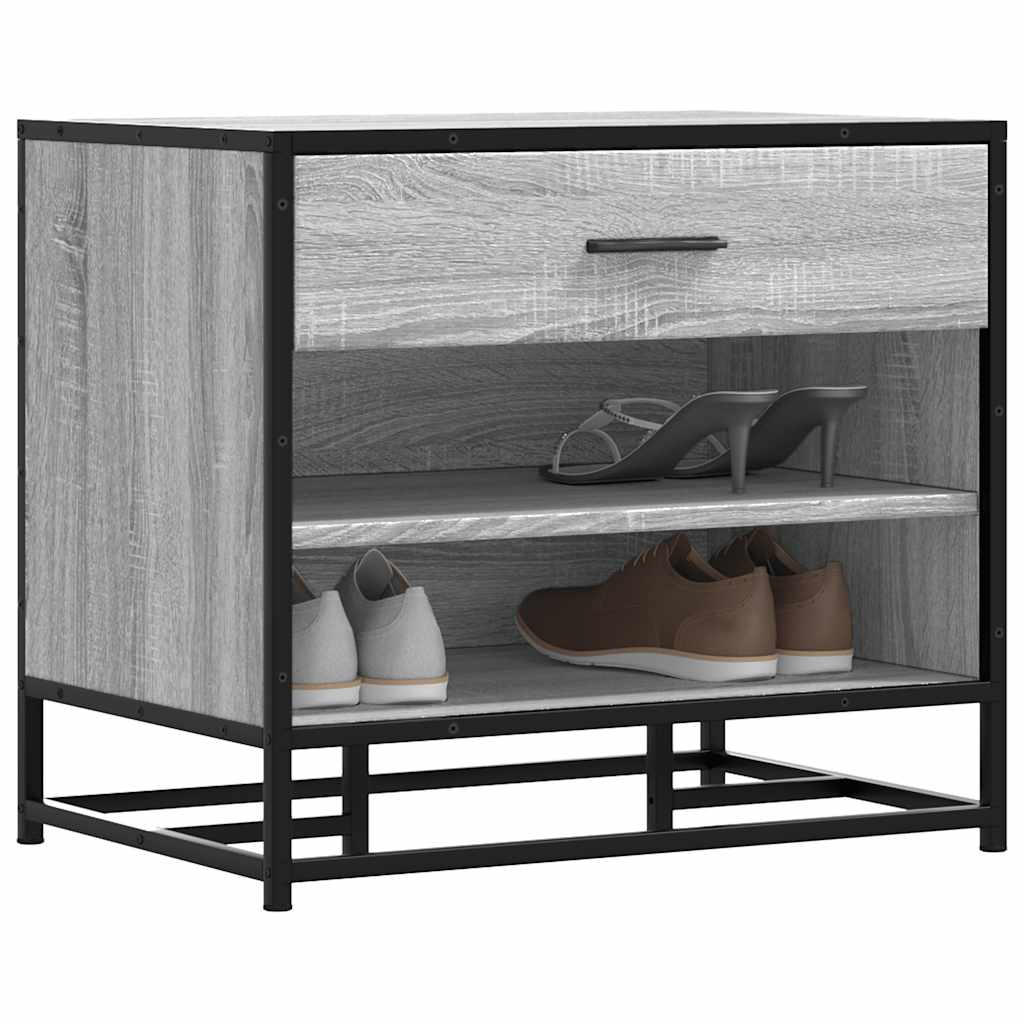 Schoenenbank 60x40x53,5 cm bewerkt hout en metaal grijs sonoma is nu te koop bij PeponiXL, paradijselijk wonen!