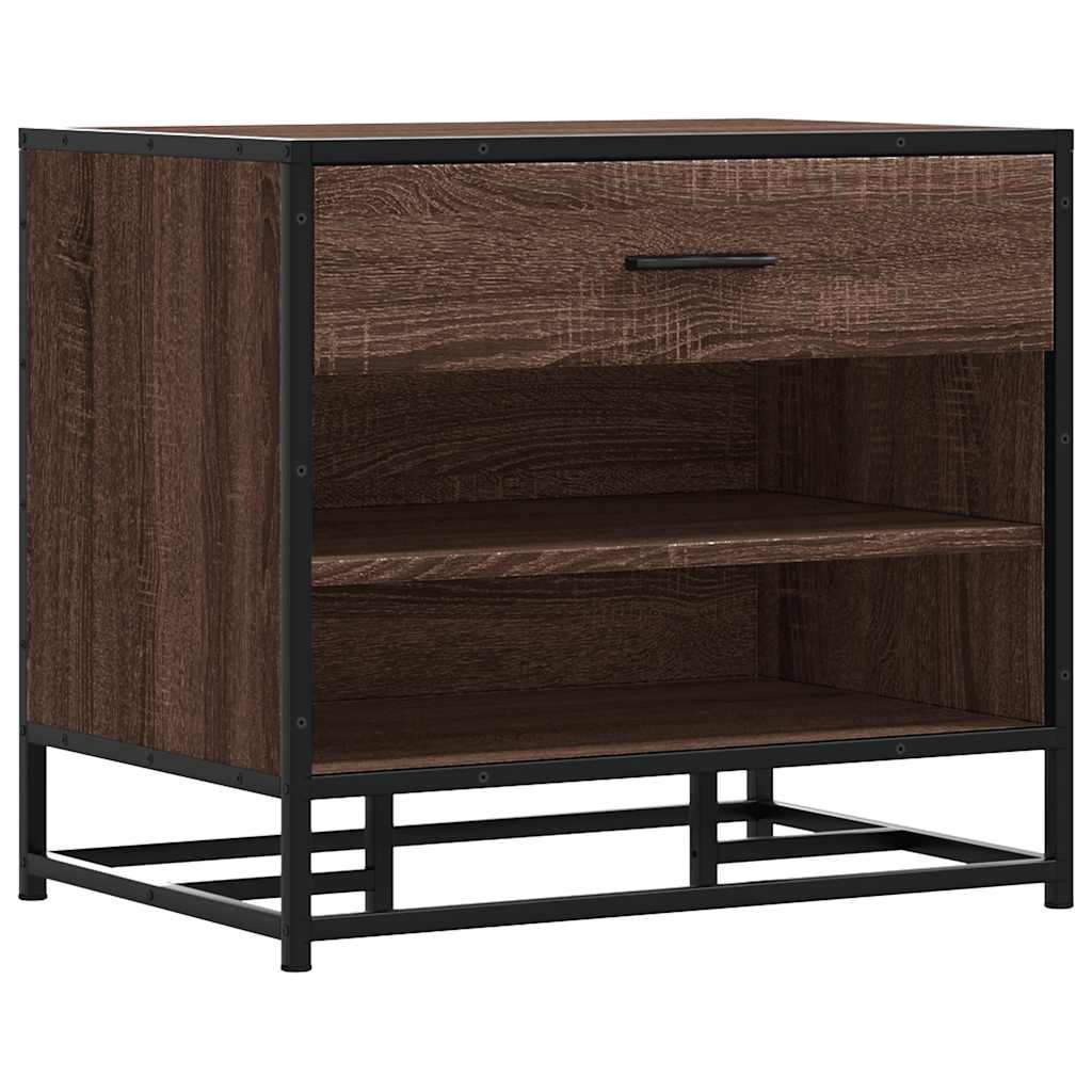 Schoenenbank 60x40x53,5 cm bewerkt hout en metaal bruin eiken is nu te koop bij PeponiXL, paradijselijk wonen!