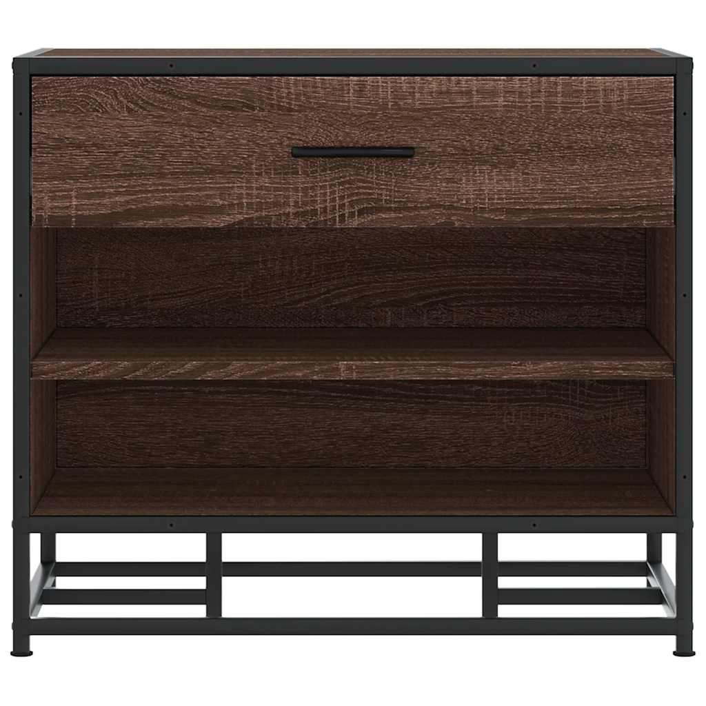 Schoenenbank 60x40x53,5 cm bewerkt hout en metaal bruin eiken is nu te koop bij PeponiXL, paradijselijk wonen!