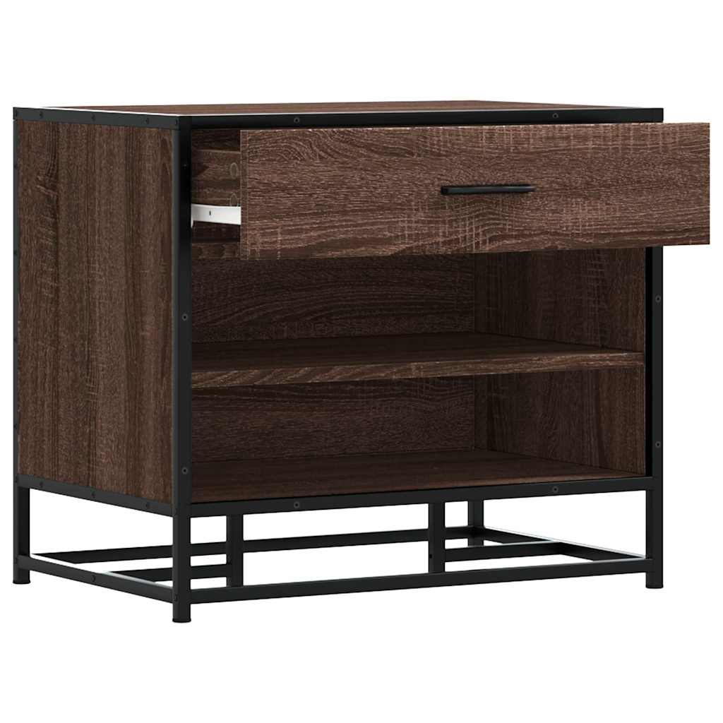 Schoenenbank 60x40x53,5 cm bewerkt hout en metaal bruin eiken is nu te koop bij PeponiXL, paradijselijk wonen!