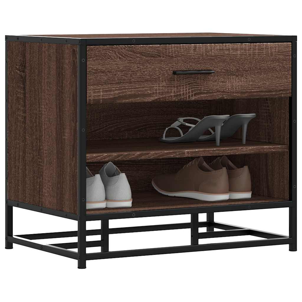 Schoenenbank 60x40x53,5 cm bewerkt hout en metaal bruin eiken is nu te koop bij PeponiXL, paradijselijk wonen!