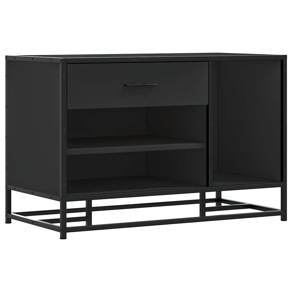 Schoenenbank 80x40x53,5 cm bewerkt hout en metaal zwart is nu te koop bij PeponiXL, paradijselijk wonen!