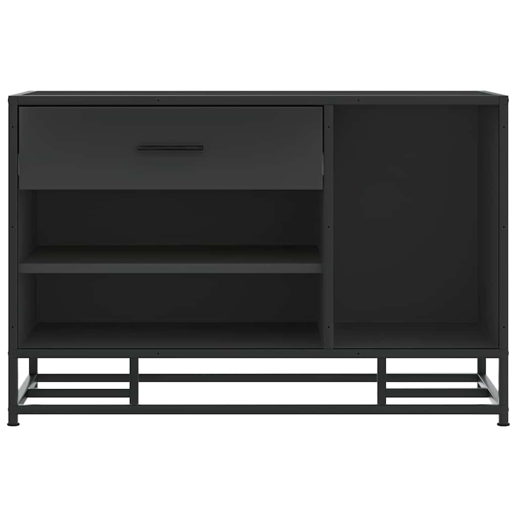 Schoenenbank 80x40x53,5 cm bewerkt hout en metaal zwart is nu te koop bij PeponiXL, paradijselijk wonen!