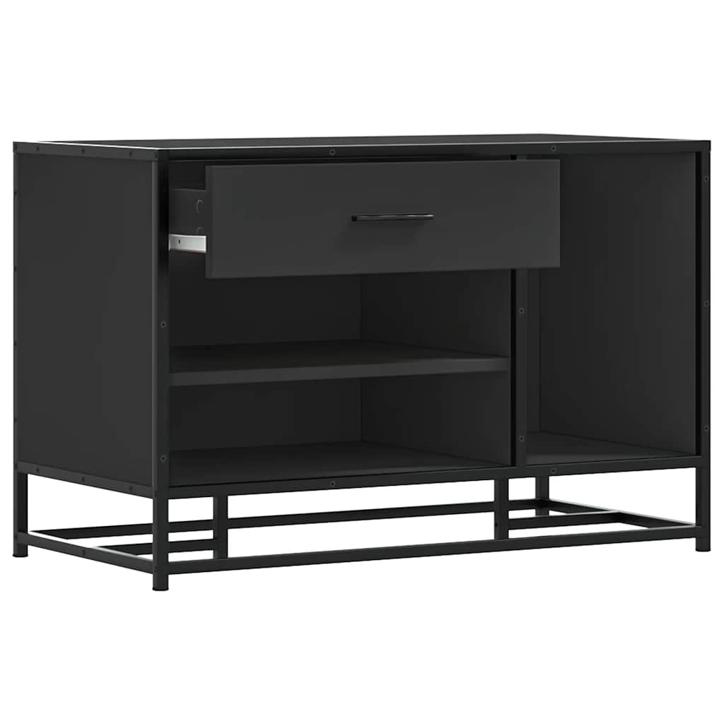 Schoenenbank 80x40x53,5 cm bewerkt hout en metaal zwart is nu te koop bij PeponiXL, paradijselijk wonen!