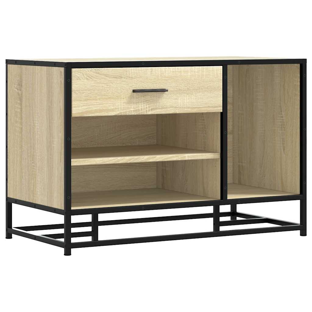 Schoenenbank 80x40x53,5 cm bewerkt hout en metaal sonoma eiken is nu te koop bij PeponiXL, paradijselijk wonen!