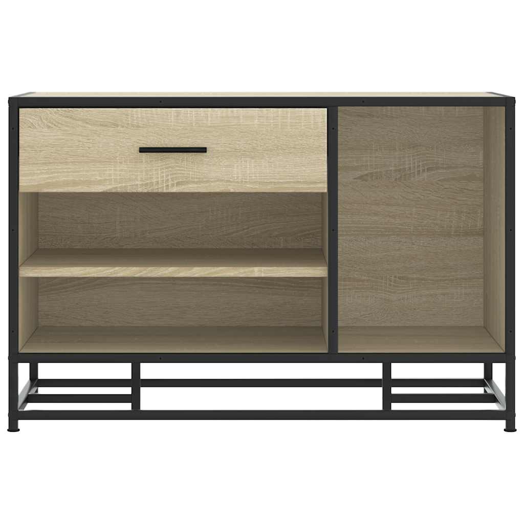 Schoenenbank 80x40x53,5 cm bewerkt hout en metaal sonoma eiken is nu te koop bij PeponiXL, paradijselijk wonen!