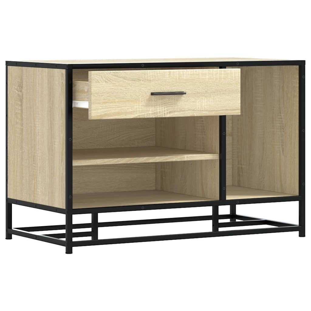Schoenenbank 80x40x53,5 cm bewerkt hout en metaal sonoma eiken is nu te koop bij PeponiXL, paradijselijk wonen!