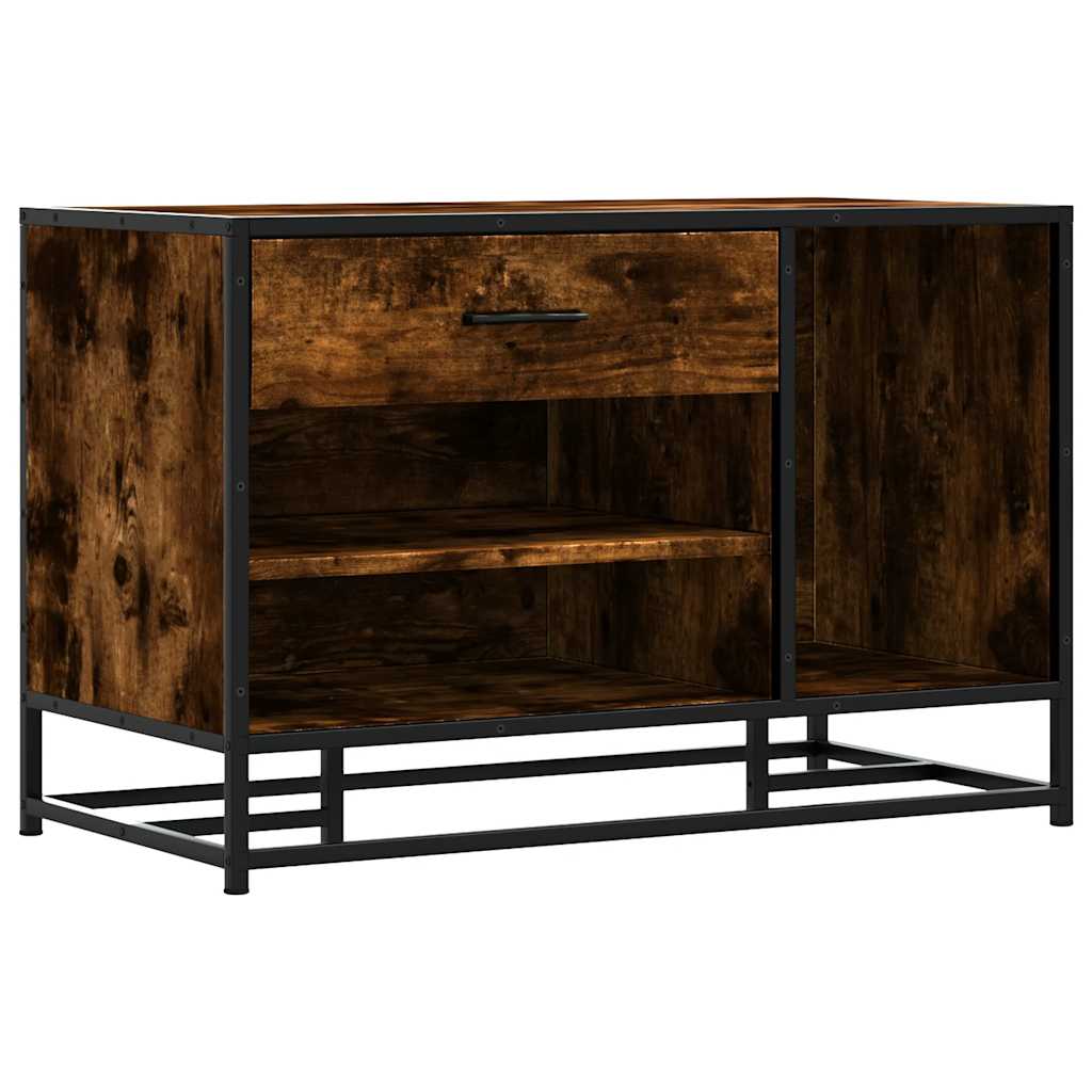 Schoenenbank 80x40x53,5 cm bewerkt hout en metaal gerookt eiken is nu te koop bij PeponiXL, paradijselijk wonen!