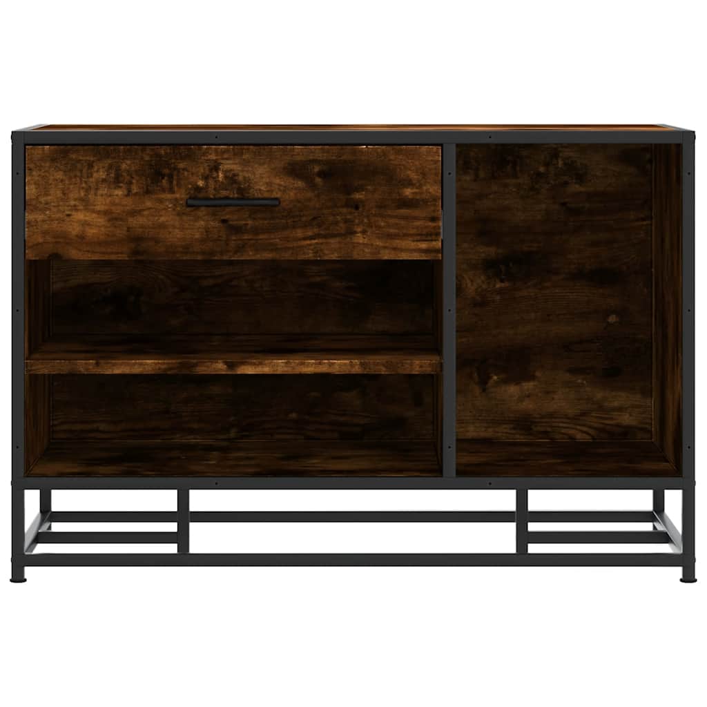 Schoenenbank 80x40x53,5 cm bewerkt hout en metaal gerookt eiken is nu te koop bij PeponiXL, paradijselijk wonen!