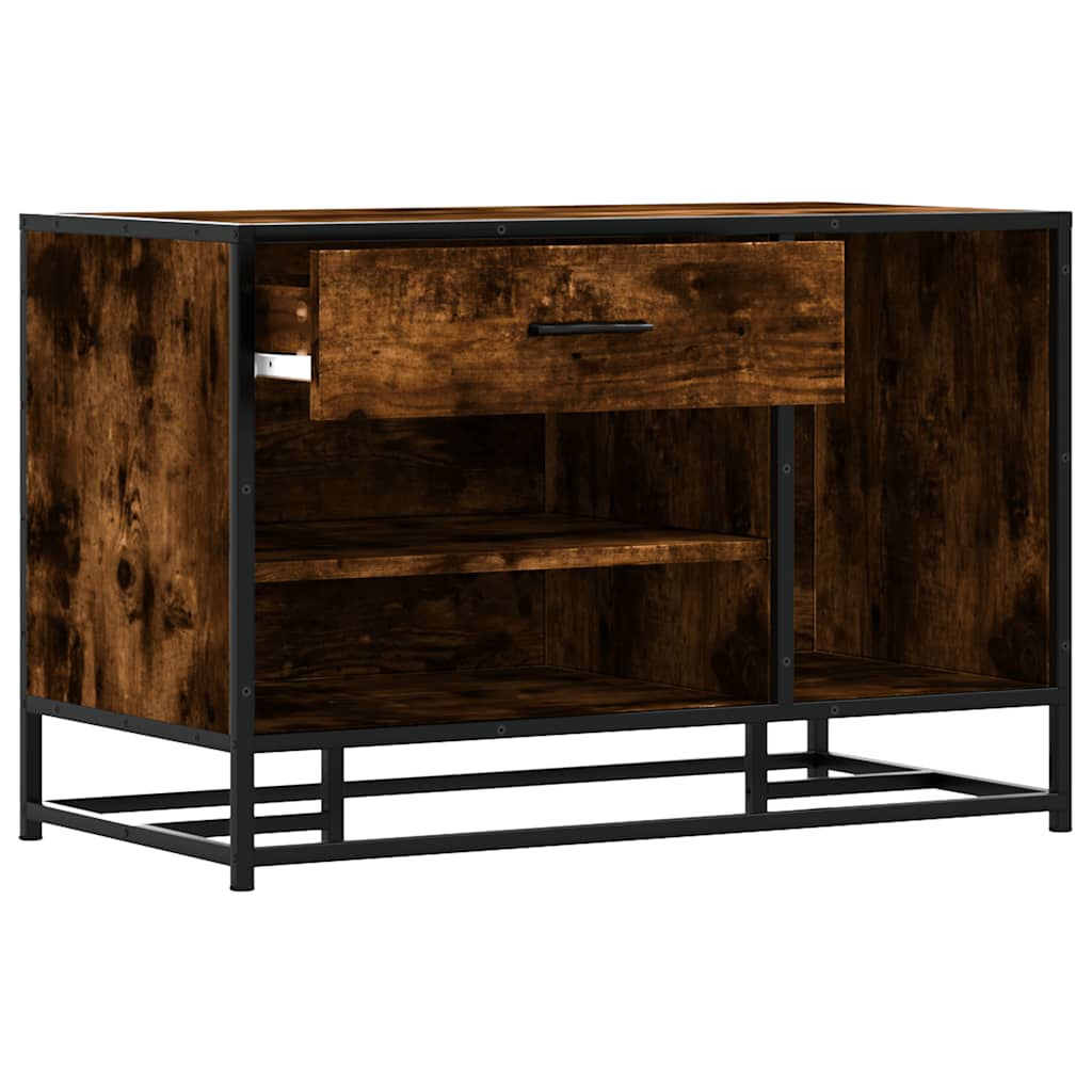 Schoenenbank 80x40x53,5 cm bewerkt hout en metaal gerookt eiken is nu te koop bij PeponiXL, paradijselijk wonen!