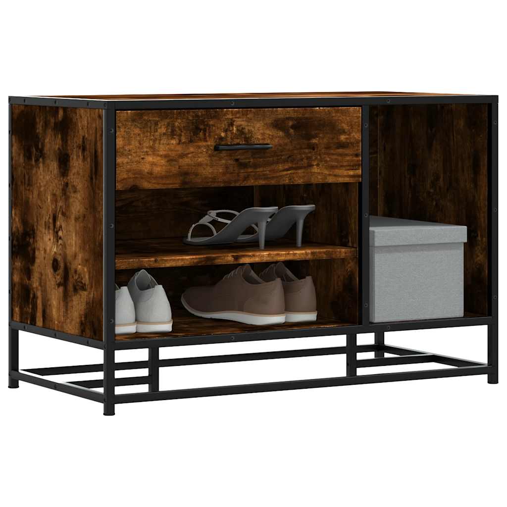 Schoenenbank 80x40x53,5 cm bewerkt hout en metaal gerookt eiken is nu te koop bij PeponiXL, paradijselijk wonen!