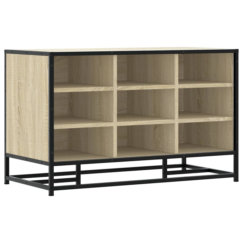 Schoenenbank 84x40x53,5 cm bewerkt hout en metaal sonoma eiken is nu te koop bij PeponiXL, paradijselijk wonen!