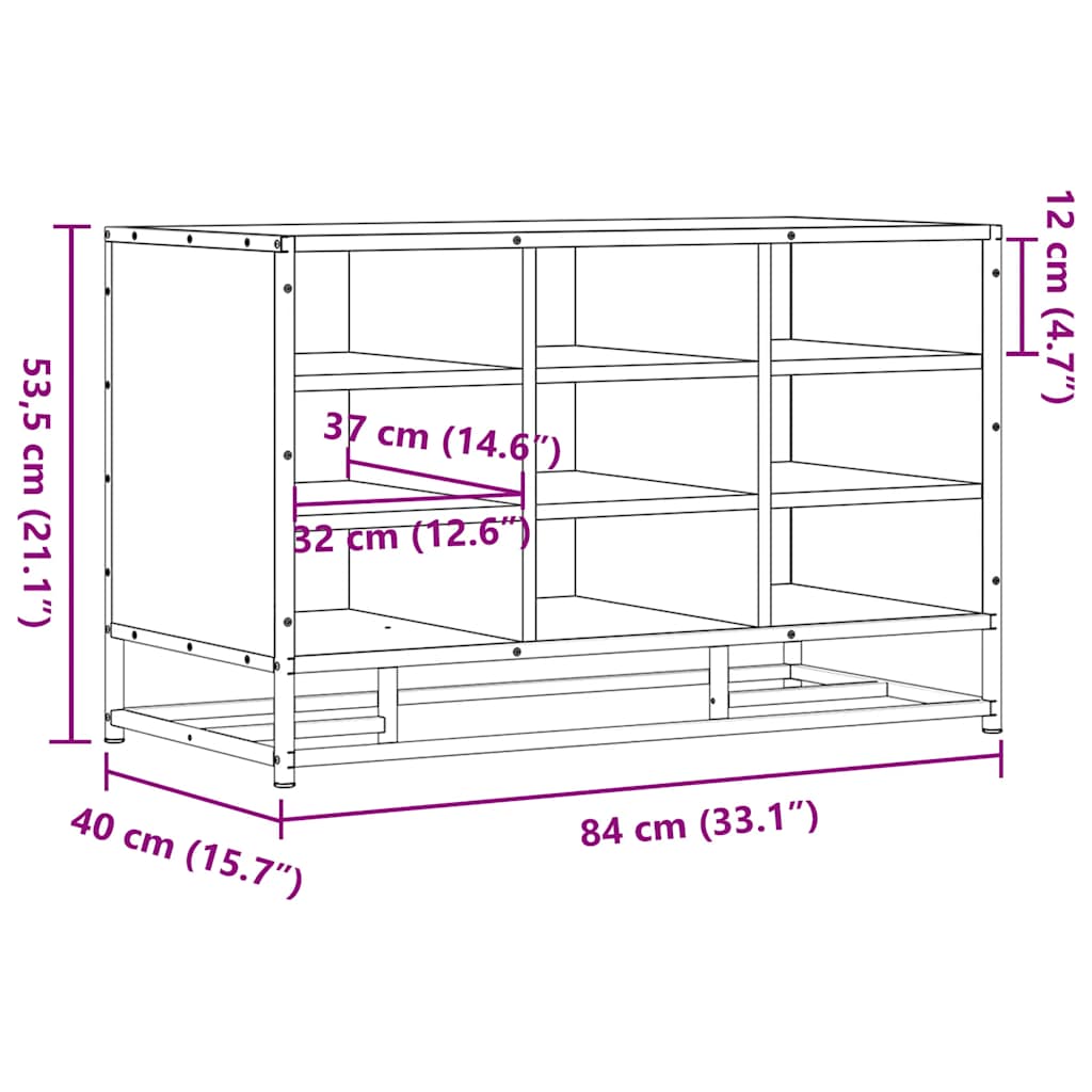 Schoenenbank 84x40x53,5 cm bewerkt hout en metaal sonoma eiken is nu te koop bij PeponiXL, paradijselijk wonen!