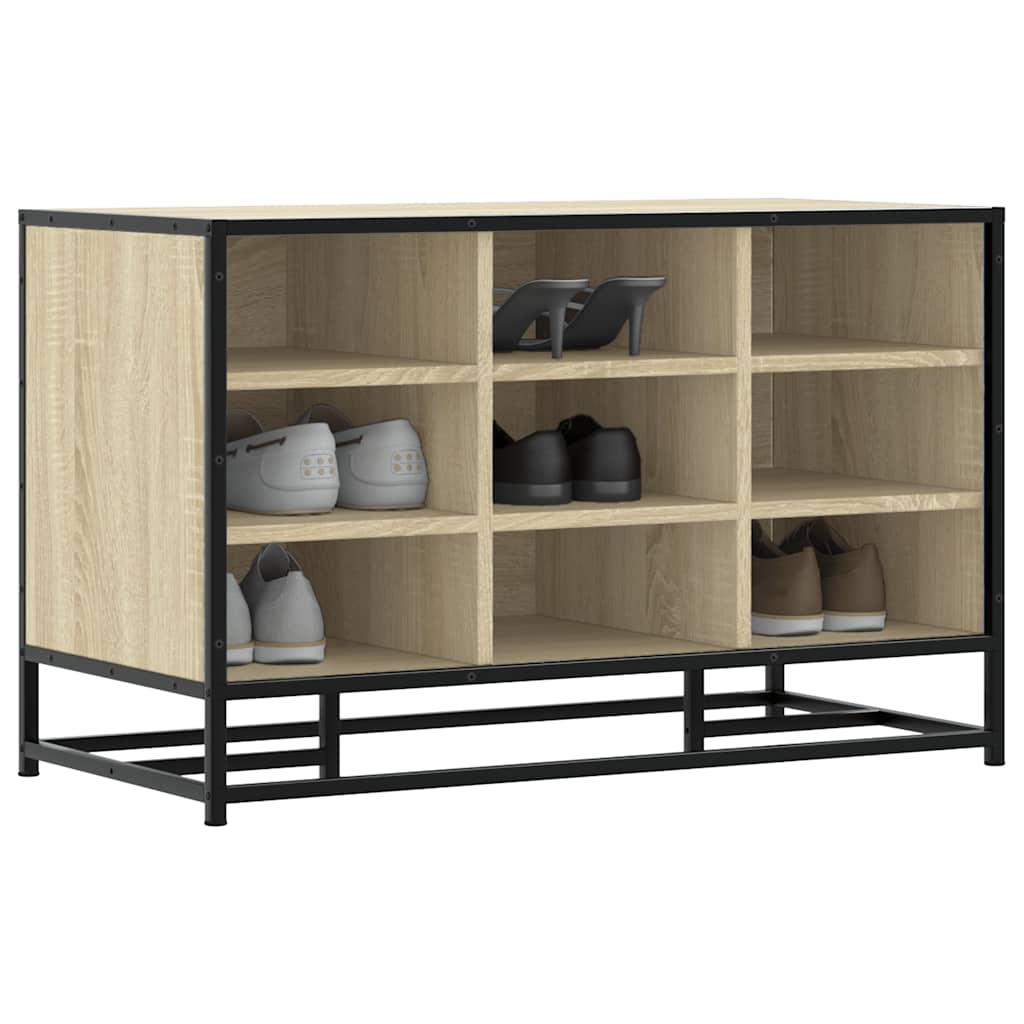 Schoenenbank 84x40x53,5 cm bewerkt hout en metaal sonoma eiken is nu te koop bij PeponiXL, paradijselijk wonen!