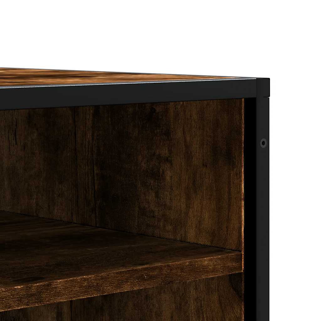 Schoenenbank 84x40x53,5 cm bewerkt hout en metaal gerookt eiken is nu te koop bij PeponiXL, paradijselijk wonen!