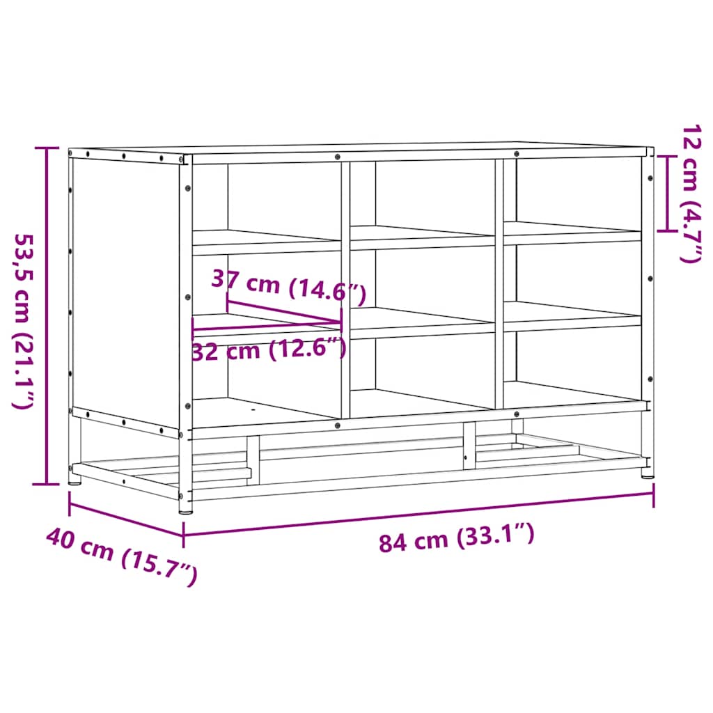 Schoenenbank 84x40x53,5 cm bewerkt hout en metaal gerookt eiken is nu te koop bij PeponiXL, paradijselijk wonen!