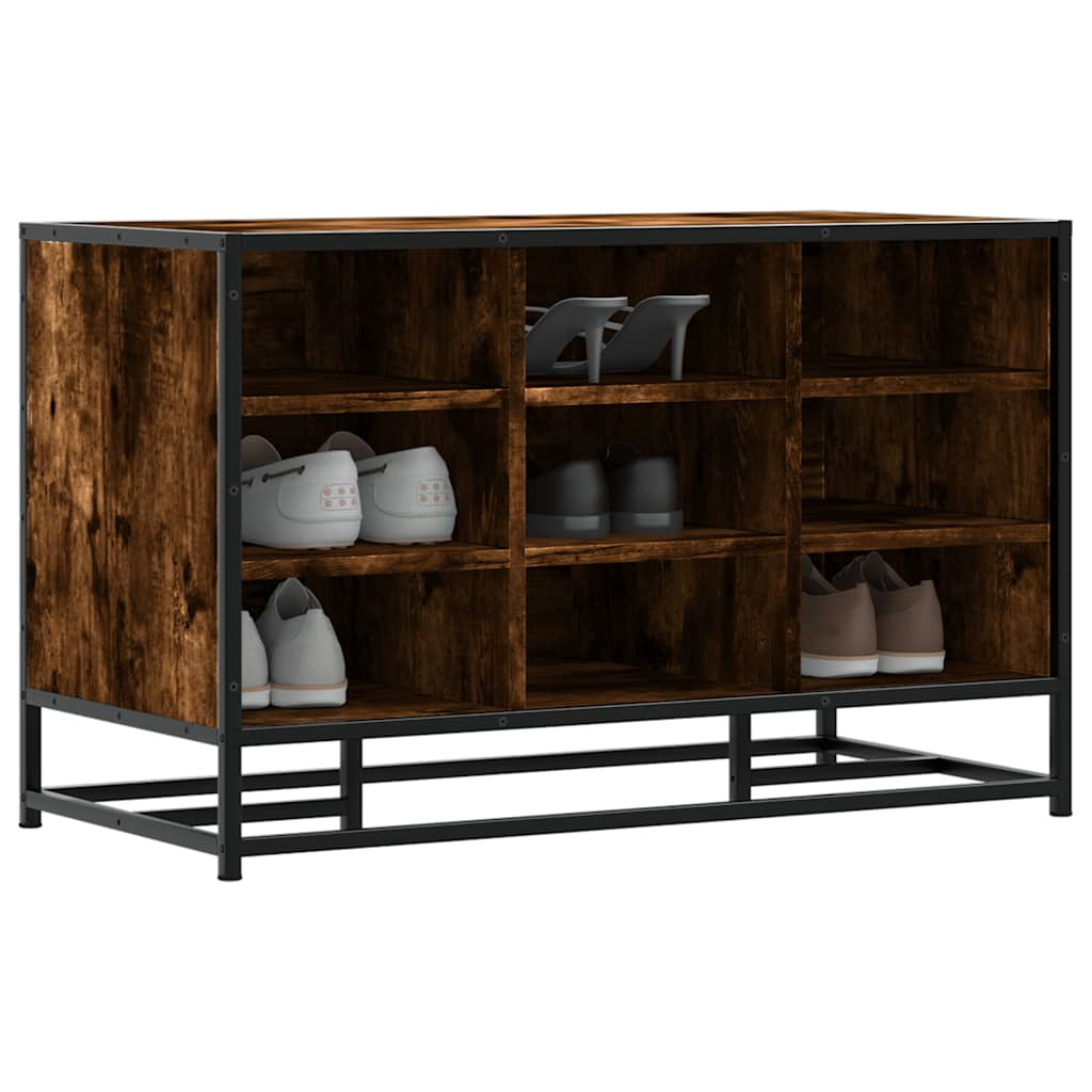 Schoenenbank 84x40x53,5 cm bewerkt hout en metaal gerookt eiken is nu te koop bij PeponiXL, paradijselijk wonen!