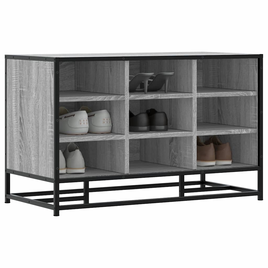 Schoenenbank 84x40x53,5 cm bewerkt hout en metaal grijs sonoma is nu te koop bij PeponiXL, paradijselijk wonen!