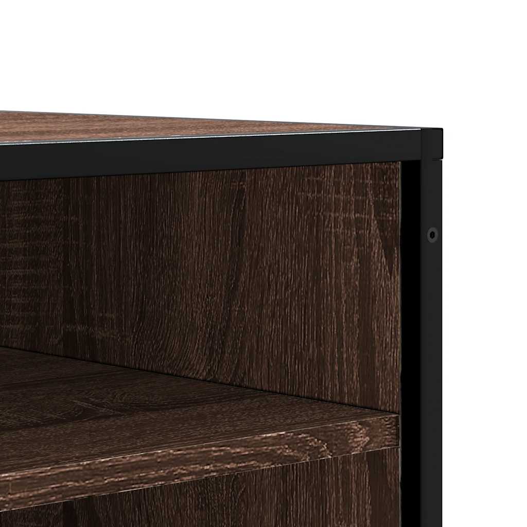 Schoenenbank 84x40x53,5 cm bewerkt hout en metaal bruin eiken is nu te koop bij PeponiXL, paradijselijk wonen!