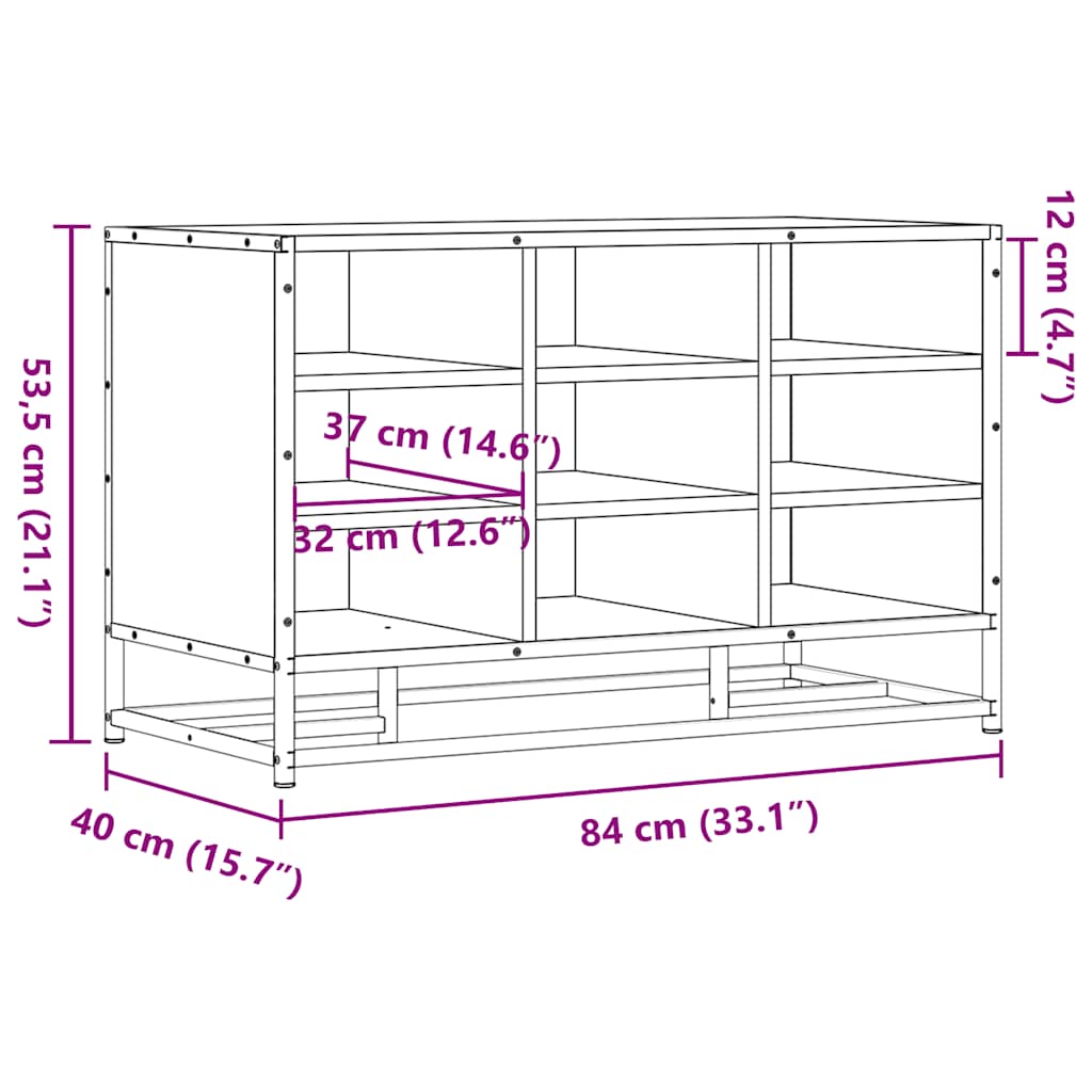 Schoenenbank 84x40x53,5 cm bewerkt hout en metaal bruin eiken is nu te koop bij PeponiXL, paradijselijk wonen!