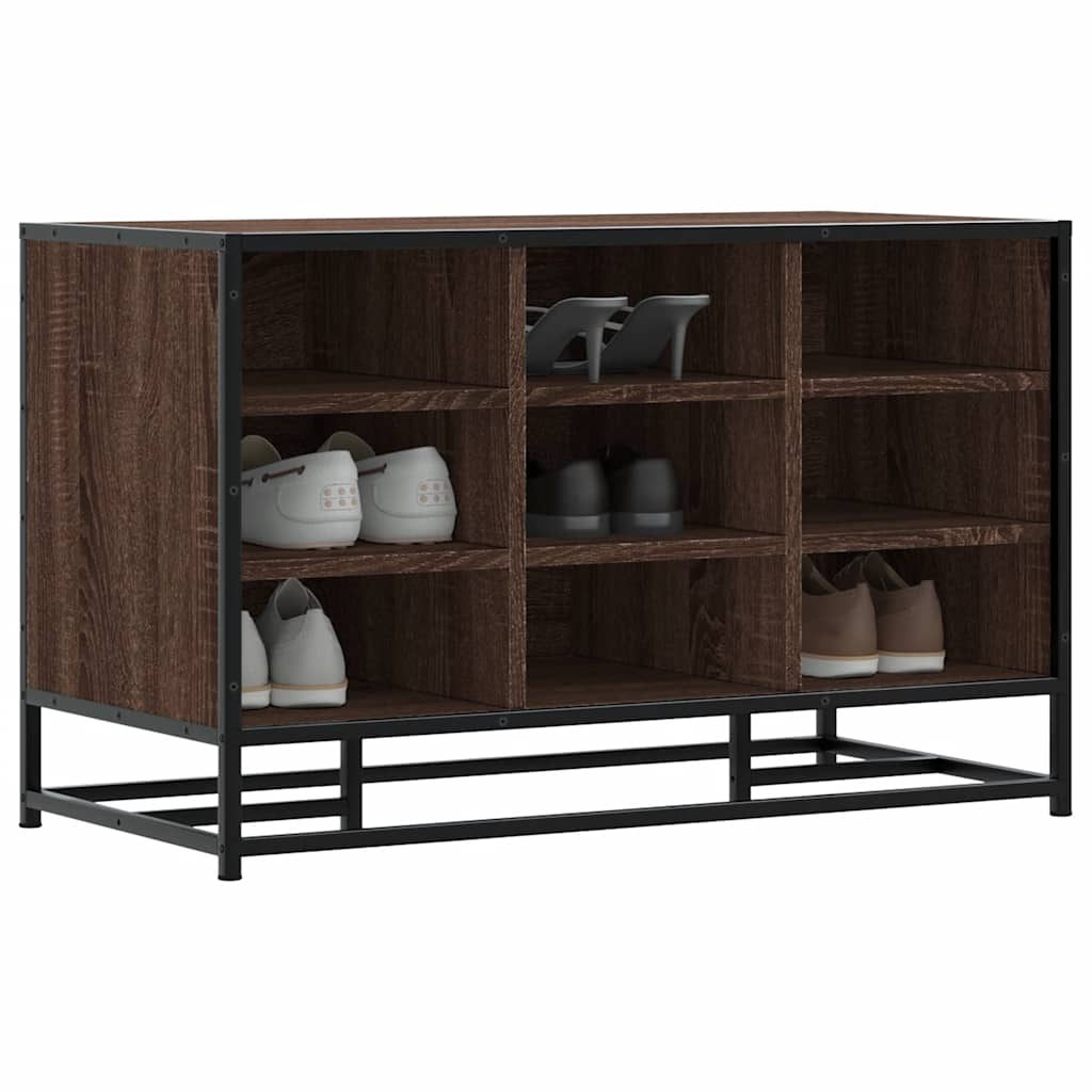 Schoenenbank 84x40x53,5 cm bewerkt hout en metaal bruin eiken is nu te koop bij PeponiXL, paradijselijk wonen!