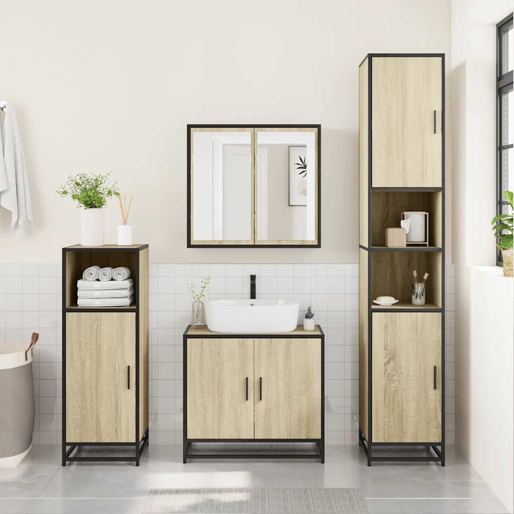 Badkamerkast Sonoma Eiken 35x37,5x100 cm Bewerkt Hout is nu te koop bij PeponiXL, paradijselijk wonen!