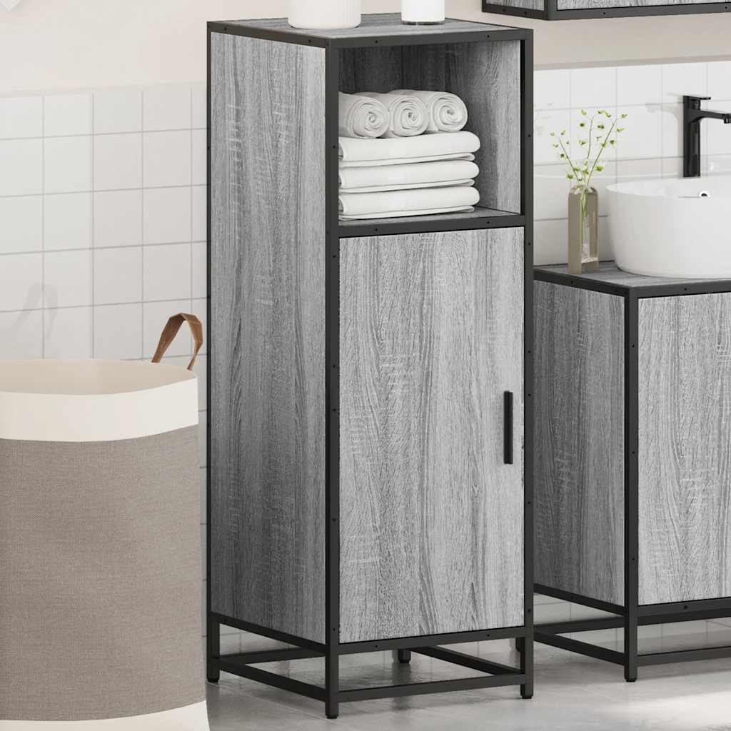 Badkamerkast 35x37,5x100cm bewerkt hout grijs sonoma eikenkleur is nu te koop bij PeponiXL, paradijselijk wonen!