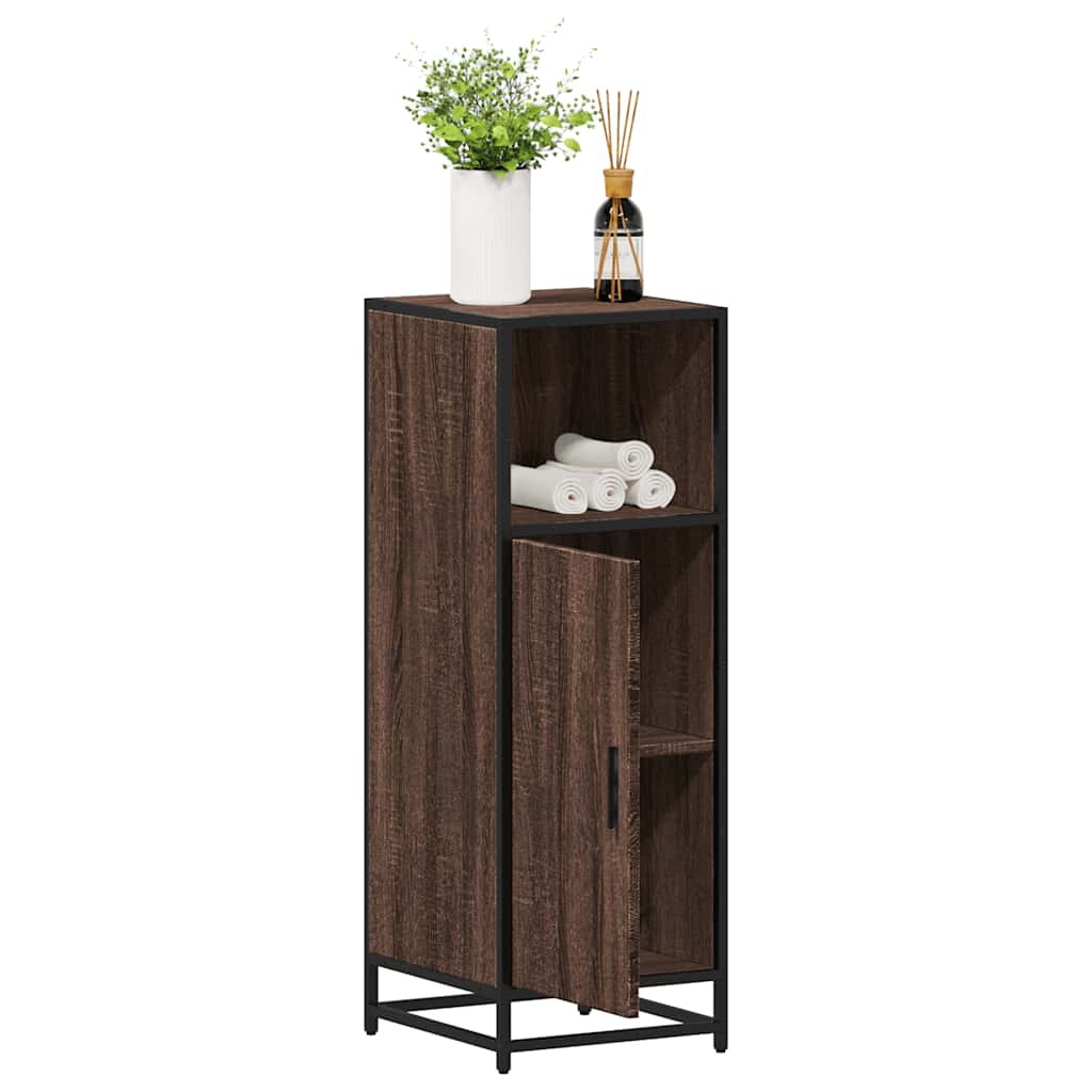 Badkamerkast 35x37,5x100 cm bewerkt hout bruin eikenkleur is nu te koop bij PeponiXL, paradijselijk wonen!