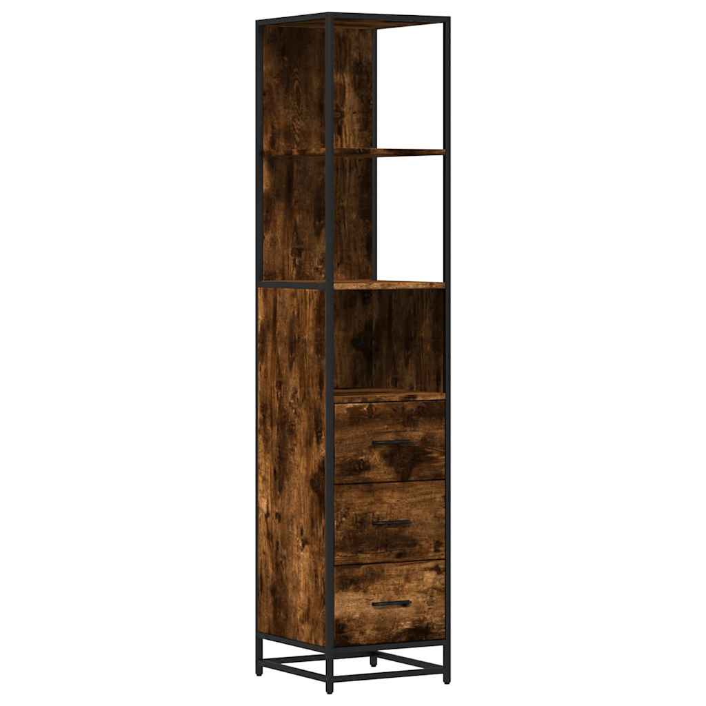 Badkamerkast 35x37,5x166 cm bewerkt hout gerookt eikenkleurig is nu te koop bij PeponiXL, paradijselijk wonen!