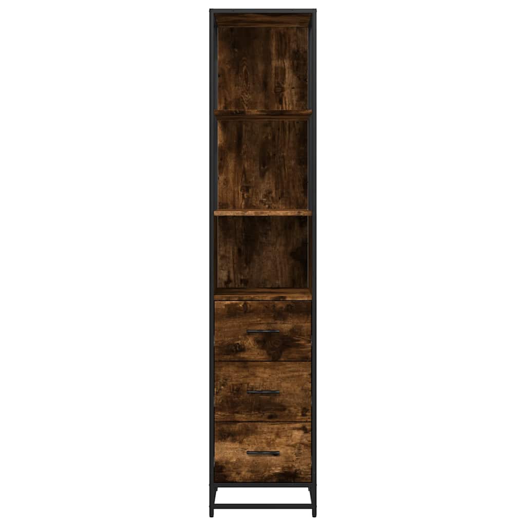 Badkamerkast 35x37,5x166 cm bewerkt hout gerookt eikenkleurig is nu te koop bij PeponiXL, paradijselijk wonen!