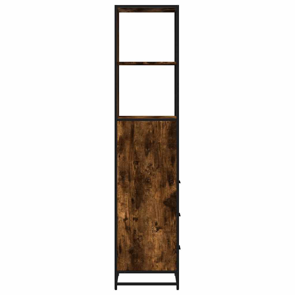Badkamerkast 35x37,5x166 cm bewerkt hout gerookt eikenkleurig is nu te koop bij PeponiXL, paradijselijk wonen!