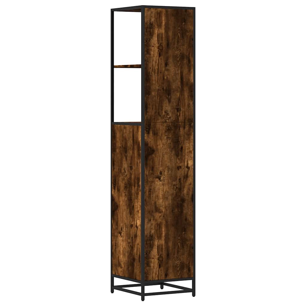 Badkamerkast 35x37,5x166 cm bewerkt hout gerookt eikenkleurig is nu te koop bij PeponiXL, paradijselijk wonen!