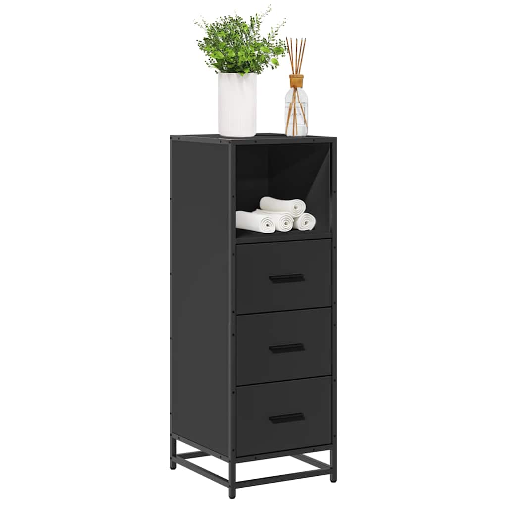 Badkamerkast 35x37,5x100 cm bewerkt hout zwart is nu te koop bij PeponiXL, paradijselijk wonen!
