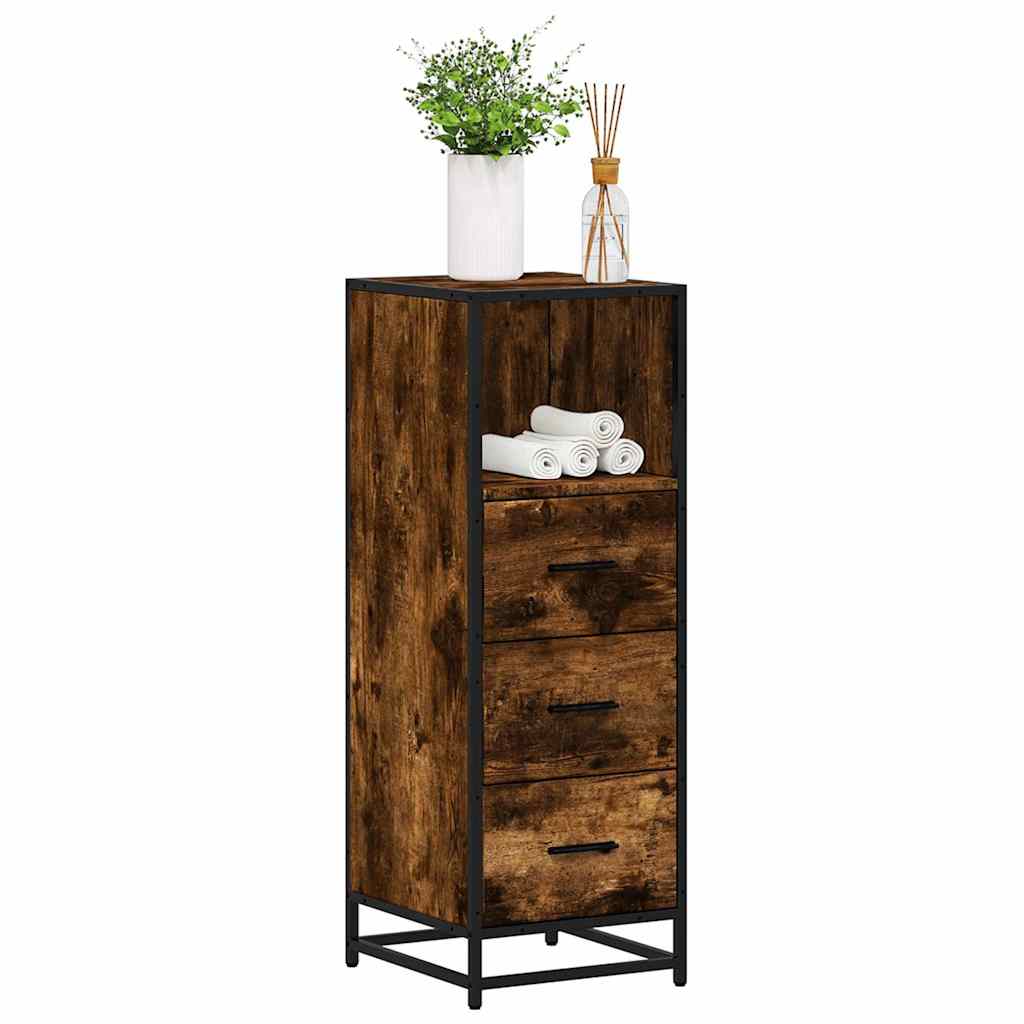 Badkamerkast 35x37,5x100 cm bewerkt hout gerookt eikenkleurig is nu te koop bij PeponiXL, paradijselijk wonen!