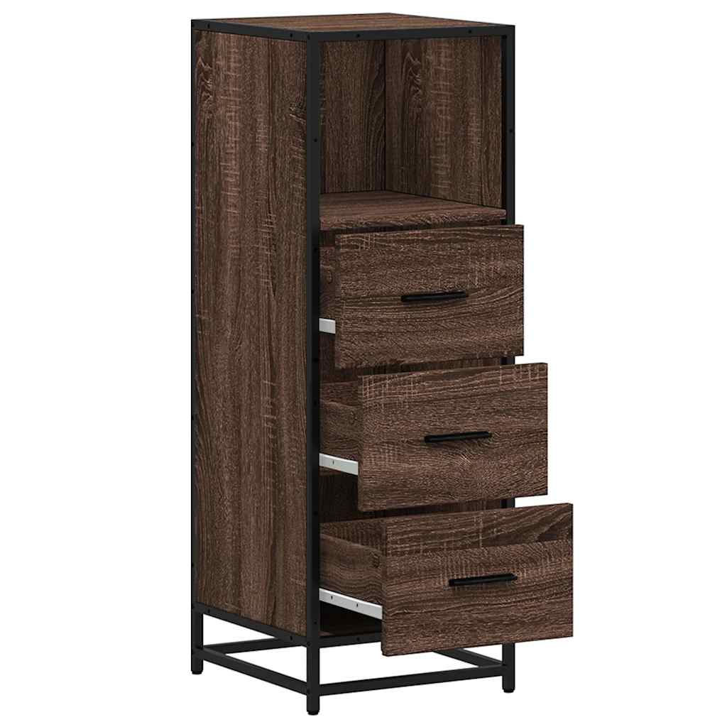 Badkamerkast 35x37,5x100 cm bewerkt hout bruin eikenkleur is nu te koop bij PeponiXL, paradijselijk wonen!