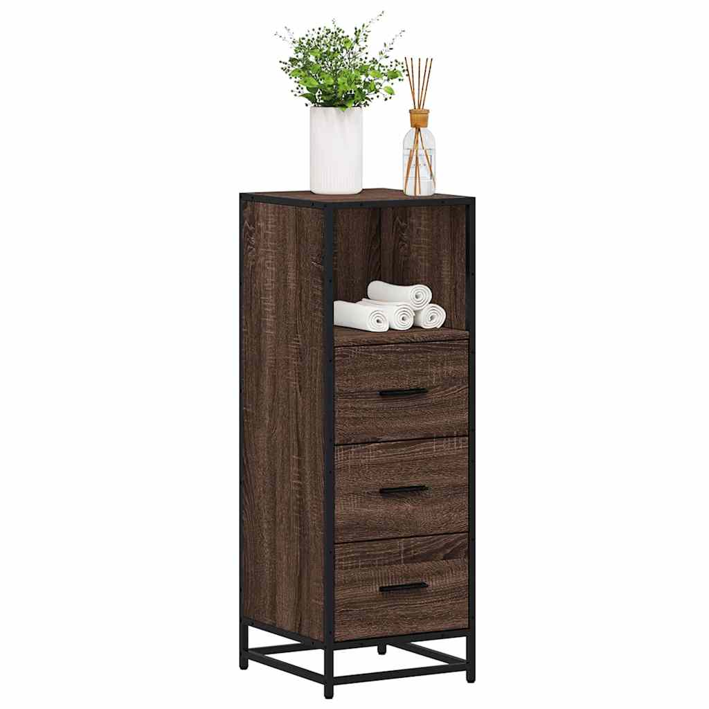 Badkamerkast 35x37,5x100 cm bewerkt hout bruin eikenkleur is nu te koop bij PeponiXL, paradijselijk wonen!