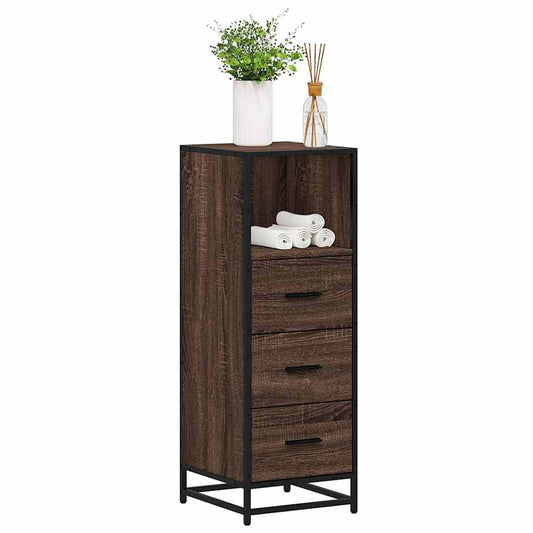 Badkamerkast 35x37,5x100 cm bewerkt hout bruin eikenkleur is nu te koop bij PeponiXL, paradijselijk wonen!