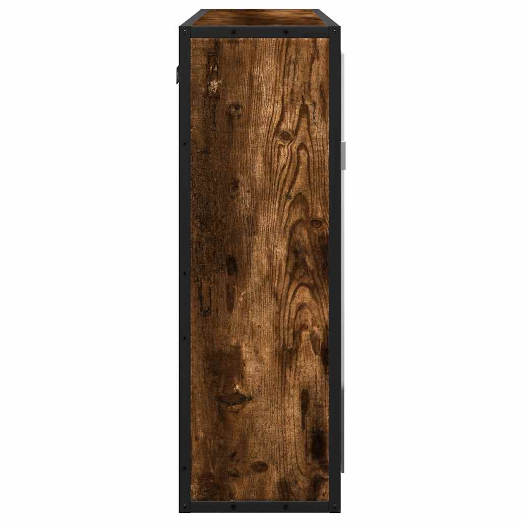 Badkamerspiegelkast 65x20x60 cm bewerkt hout gerookt eikenkleur is nu te koop bij PeponiXL, paradijselijk wonen!